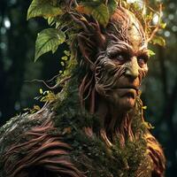 Enchanted Woodland Creature Half Human, Half Forest Spirit   generative AI photo