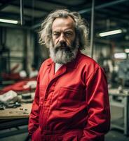 Neo Marx A Generative Portrait of Karl Marx in Contemporary Labor Attire photo