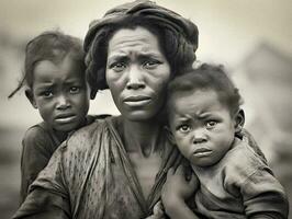 Resilience Amidst Hardship A Poor Black Family During the 1930s Great Depression   generative ai photo