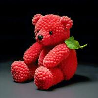 Whimsical Raspberry Teddy Bear Generative AI Art photo