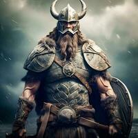 Portrait of a Valiant Viking Warrior   Generative AI Art photo