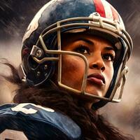 a determined American female football player    generative ai photo