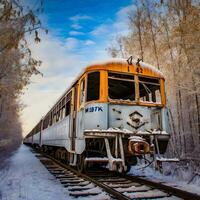 Solitude in Snow Abandoned Train amidst Winter's Embrace   generative ai photo