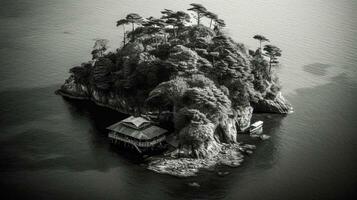 Tranquil Monochrome Island   generative ai photo