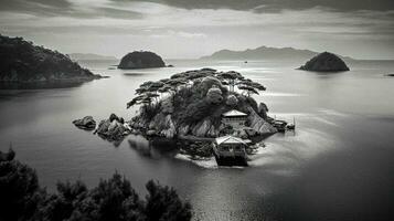 Tranquil Monochrome Island   generative ai photo