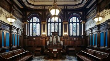 Interior of an English Synagogue in the Style of Princes Road Synagogue in Liverpool   generative AI photo