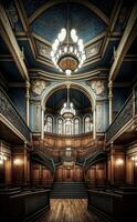 interior de un Inglés sinagoga en el estilo de príncipes la carretera sinagoga en Liverpool generativo ai foto