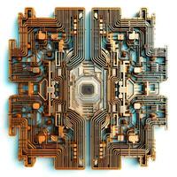 Futuristic AI Circuits Board Perfect Top View photo