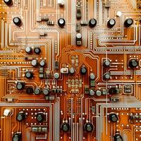Futuristic AI Circuits Board Perfect Top View photo