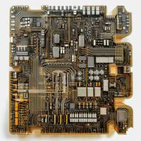 Futuristic AI Circuits Board Perfect Top View photo