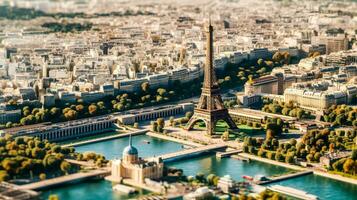 AI Generated Perfect Top View Miniature Paris on Circuit Board photo