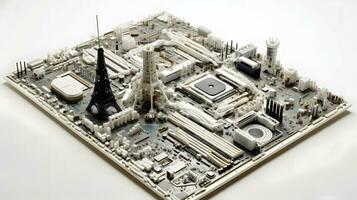 París miniatura en tarjeta madre ai generado foto