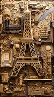 Paris Miniature on Motherboard   AI Generated photo