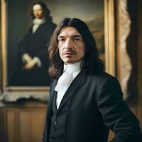 Modern Philosopher Rene Descartes Reimagined with Generative AI photo