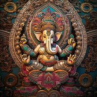 Divine Creation AI Generated Exquisite Ganesh Sculpture photo