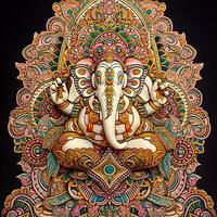 Divine Creation AI Generated Exquisite Ganesh Sculpture photo