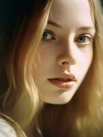 Blonde Beauty Generative AI Portrait of a Superb Young Woman photo