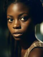 radiante belleza retrato de un maravilloso joven africano mujer generativo ai foto