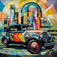 Kandinsky Inspired Vintage Car Generative AI Art photo