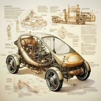 Leonardo's Vision Electric Car Project   generative ai photo