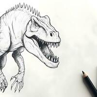Evolutionary Sketch Dynamic Dinosaur in Progress   generative ai photo