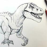 Evolutionary Sketch Dynamic Dinosaur in Progress   generative ai photo