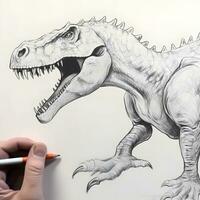 Evolutionary Sketch Dynamic Dinosaur in Progress   generative ai photo