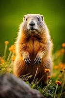 Majestic Marmot A Mountain Portrait   generative ai photo