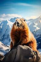 Majestic Marmot A Mountain Portrait   generative ai photo