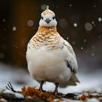 Snowy Serenity A Generative AI Ptarmigan in Winter Wonderland photo