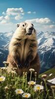 Majestic Marmot A Mountain Portrait   generative ai photo