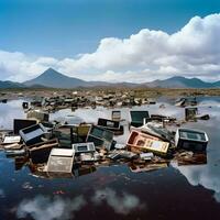 AI Generated Gigantic Mountain of E Waste photo