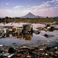 AI Generated Gigantic Mountain of E Waste photo