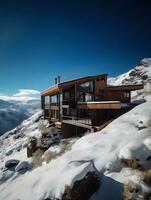 Mountain-Top Luxury Generative AI Creates a Stunning Snow-Capped Summit Home photo