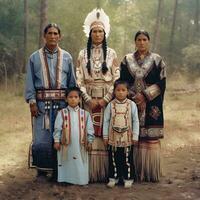 Traditional Native American Family Attire, generative ai photo