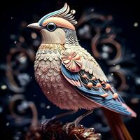 Ethereal Bohemian Waxwing Bird generated by AI photo