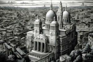 Intricate Gravure Cityscape Generative AI Artwork photo