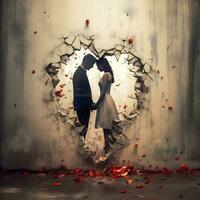 Passion and Pain Digital Art Depicting Intense Love. Generative AI. photo