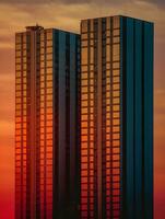 Architectural Artistry at Sunset - generative ai photo