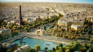 miniatura París desde arriba. generativo ai. foto