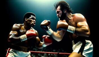 Vintage Boxing Match 60s and 70s Colors - AI Artwork photo