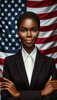 Historic Portrait of First Black Female President of the United States. Generative AI. photo