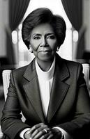 Historic Portrait of First Black Female President of the United States. Generative AI. photo