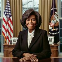 Historic Portrait of First Black Female President of the United States. Generative AI. photo