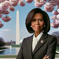 Historic Portrait of First Black Female President of the United States. Generative AI. photo