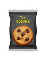 Design packaging template for chocolate chip cookies snack. Vector illustration EPS 10.