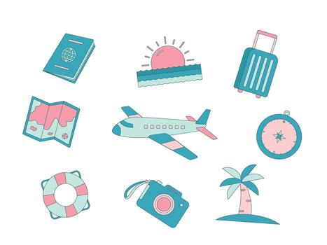 plano viaje ilustración colección vector