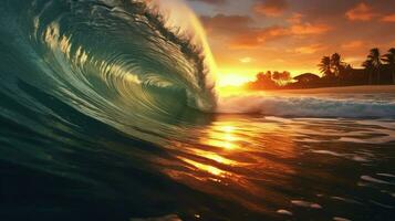 Oceano surfistas paraíso playas ai generado foto