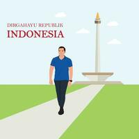 independencia día de Indonesia. vector ilustración en plano diseño estilo