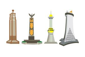 Set of famous monuments and landmarks of the world. Vector illustration.